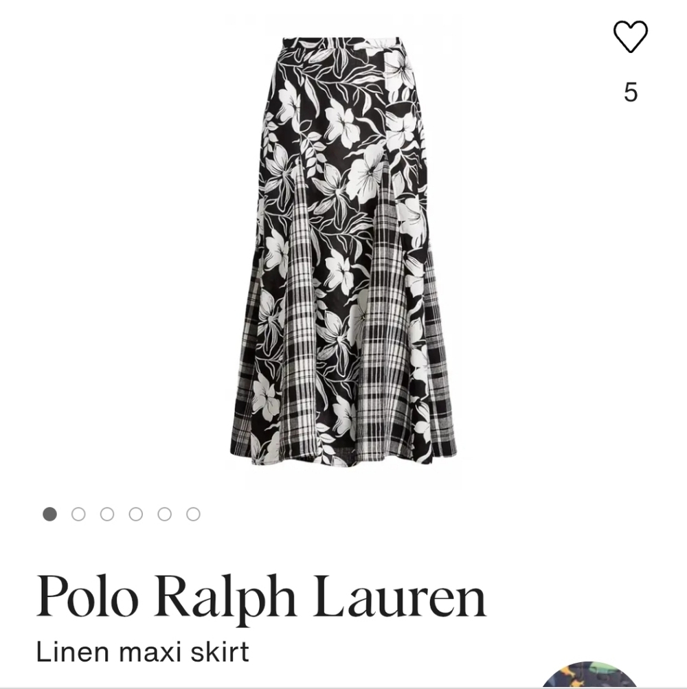 Polo Ralph Lauren Black and White Patterned Maxi Skirt, Size 6